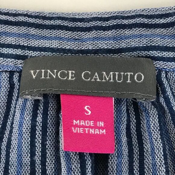 Vince Camuto Cotton Mixed-Print Henley Top Women's Small Split V-Neck Pockets - Picture 9 of 10